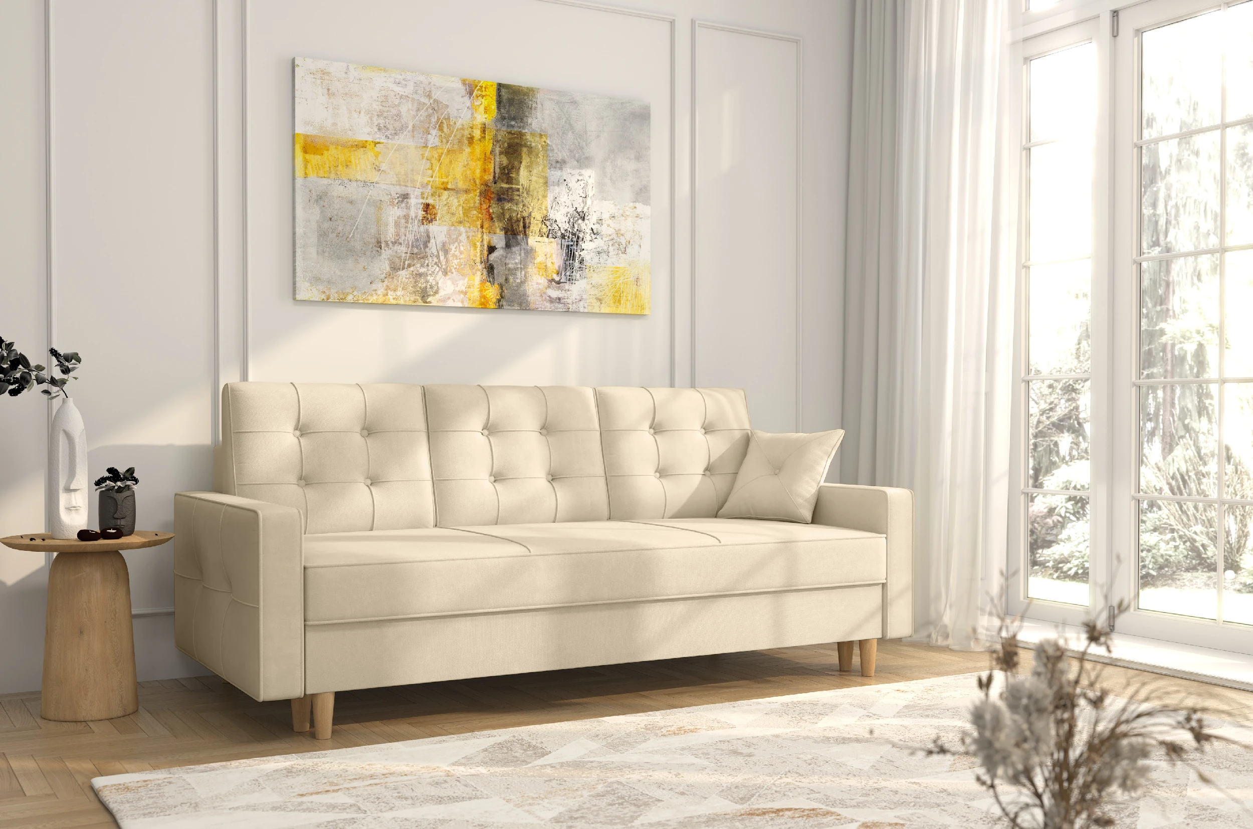 Kremowa kanapa Broadway w tkaninie Uttario Velvet 2957